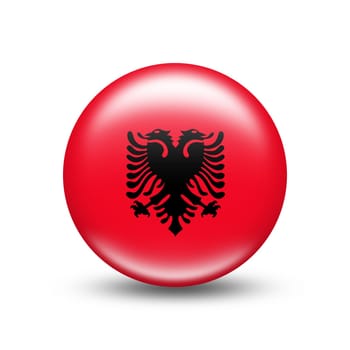 Albania country flag in sphere with white shadow