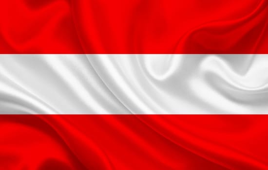 Austria country flag on wavy silk fabric