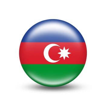 Azerbaijan country flag in sphere with white shadow