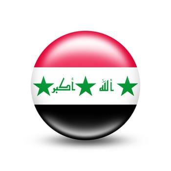 Flag of the country of Iraq circle with white shadow - illustration