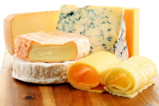 Different sorts of cheese isolated on white background