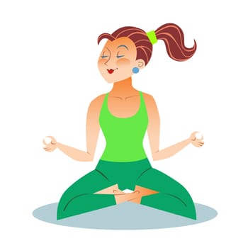 Yoga is a grown woman a girl sitting meditation in the Lotus position