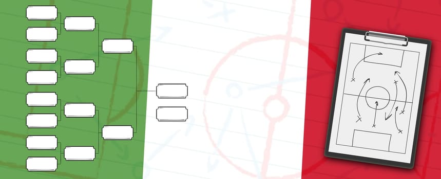 Sports tablet with soccer tactics on the game - illustration
