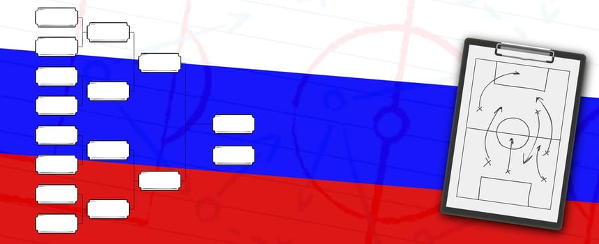 Sports tablet with soccer tactics on the game - illustration
