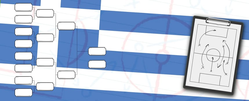 Sports tablet with soccer tactics on the game - illustration