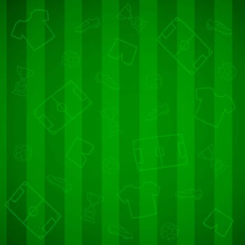 Abstract sports background with different football elements - illustration