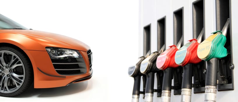 Gas station with different types of fuel - Photo