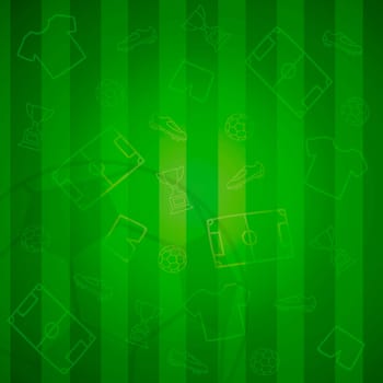 Abstract sports background with different football elements - illustration