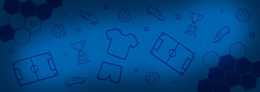 Abstract sports background with different football elements - illustration