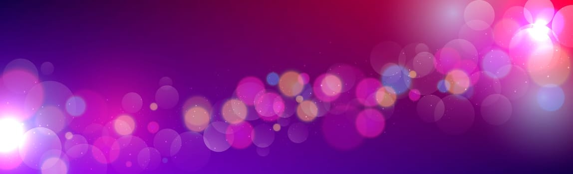 Multicolored blurry bokeh on a dark background - Panorama