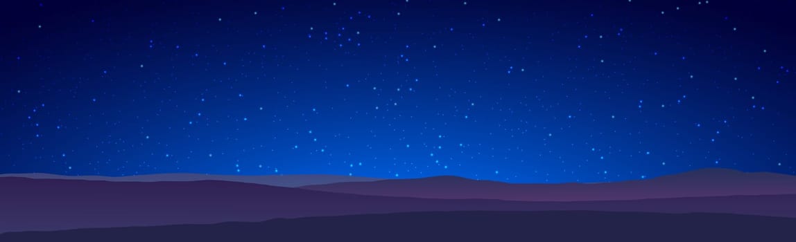 Panoramic landscape of mountains and sunset - Vector illustration