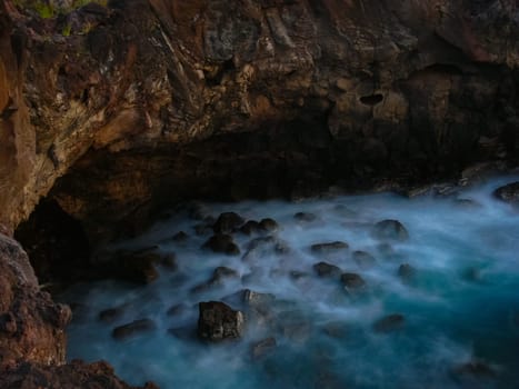 Easter Island coastline. Easter Island coast, rocks and ocean.