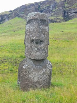 Statues of the gods of Easter Island. Ancient statues of ancient civilization on Easter Island.