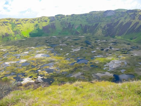 The nature of Easter Island, landscape, vegetation and coast.