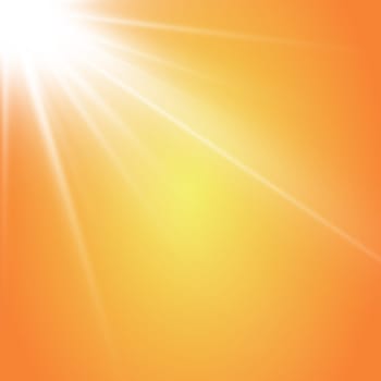 Bright sun on yellow-orange background - Illustration