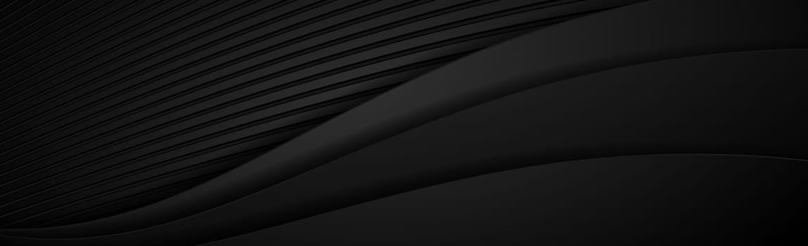 Abstract dark black textured panoramic background - Vector illustration