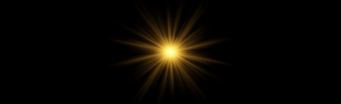 Bright blinding sun on a black background - Illustration