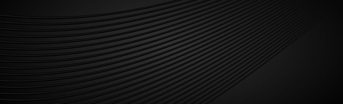 Abstract dark black textured panoramic background - Vector illustration