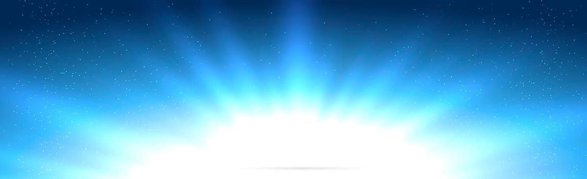 Panoramic sunny background in soft blue color