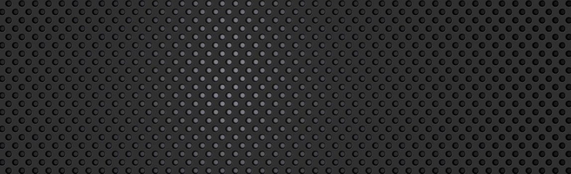 Dark Black Panoramic Background with Perforated Holes - Illustration