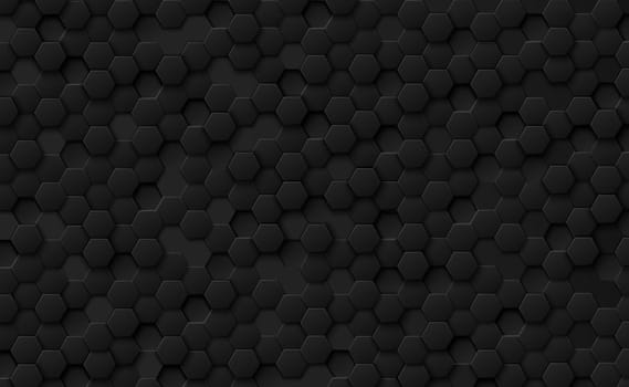 Abstract hexagons black on a black and gray background - illustration