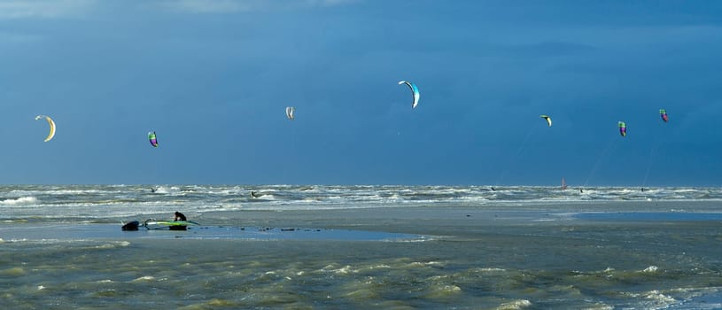 Kitesurfer, Lenkdrachensegeln, Sankt Peter-Ording