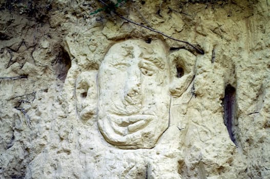Loess, Loesswand, Kopf, geritzt