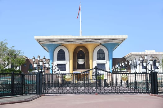 The royal sultan's palace Al Alam in Muscat was built in Oman in the Anglo Indian style.