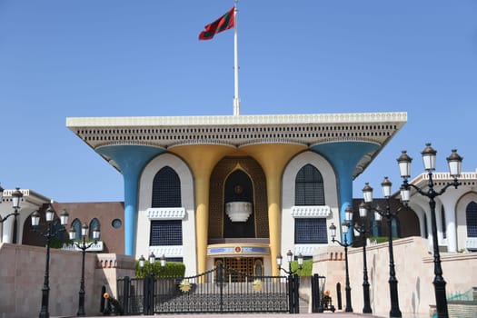 The royal sultan's palace Al Alam in Muscat was built in Oman in the Anglo Indian style.