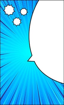 Blue comic zoom with lines and dots - Vector illustration