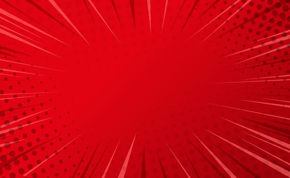 Red comic zoom with lines and dots - Vector illustration
