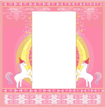 Fairytale frame with unicorns  - birthday card