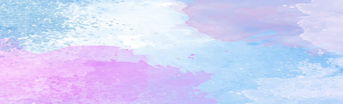 Realistic blue watercolor panoramic texture on white background - Vector illustration