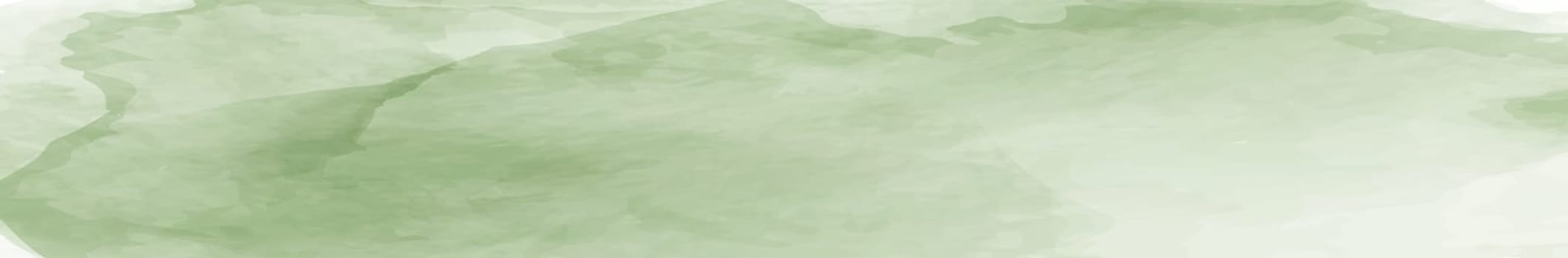 Panoramic texture of realistic green watercolor on a white background - illustration