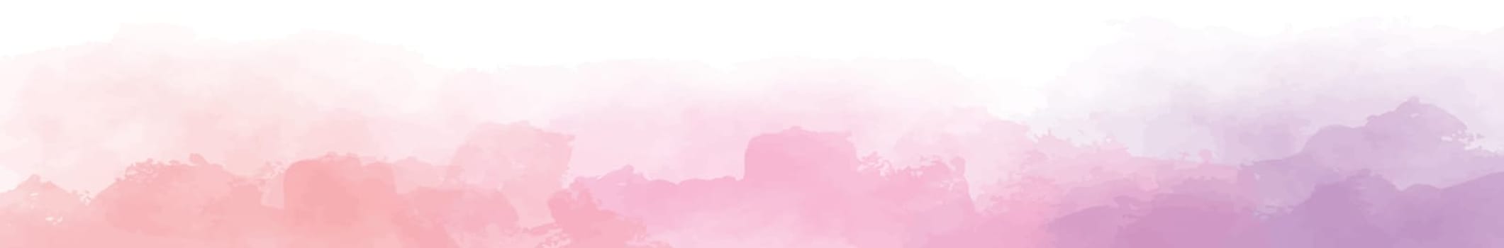 Panoramic texture of realistic pink watercolor on a white background - Vector illustration