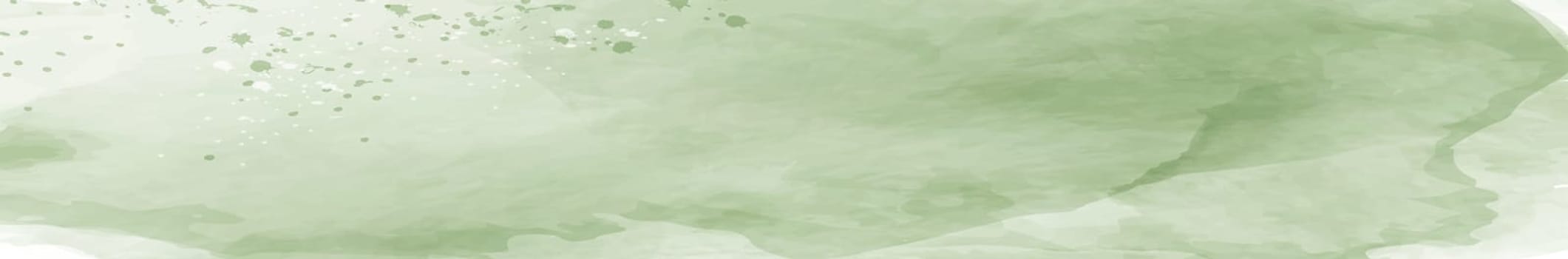 Panoramic texture of realistic green watercolor on a white background - illustration