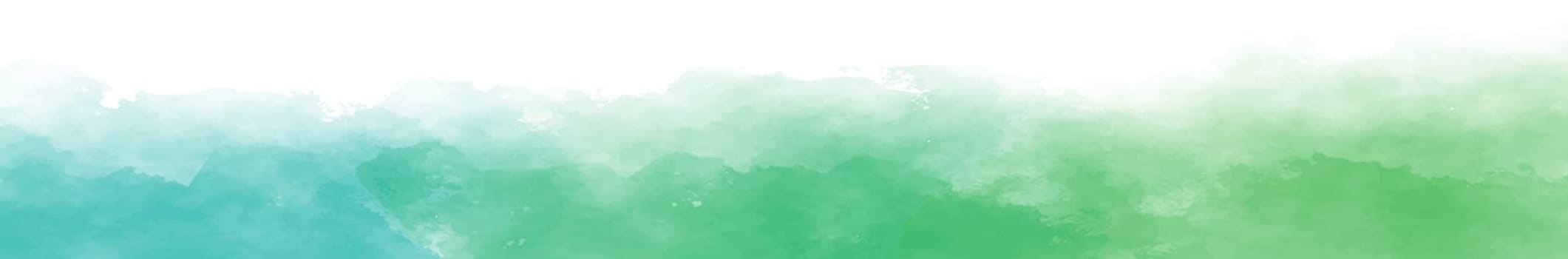 Panoramic texture of realistic green watercolor on a white background - Vector illustration