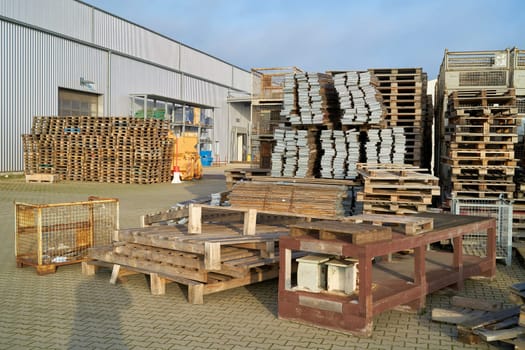 Storage yard of a disused factory in an industrial area in Magdeburg in Germany