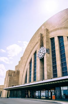 Cincinnati, Ohio, August 29, 2020: Historic Cincinnati Union Terminal building housing the Cincinnati Museum Center that includes three museums, a library and a theater