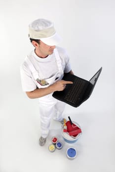 Decorator with a laptop