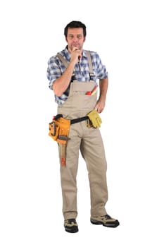 craftsman holding his chin