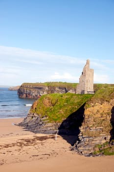 view of the castle beach and cliffs in Ballybunion county Kerry Ireland