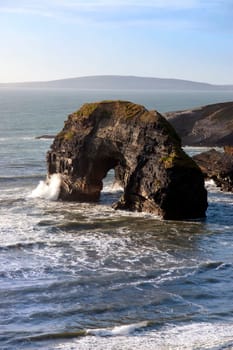 view from the cliff walk on the wild atlantic way in county Kerry Ireland of the virgin rock