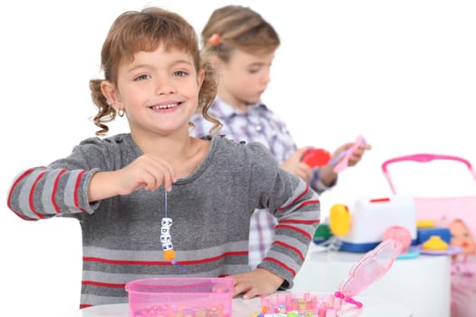 two little girls playing
