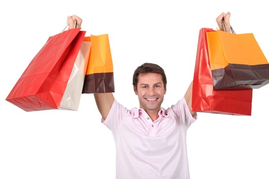 man with shopping bags