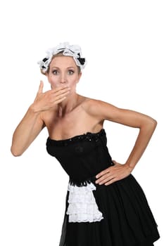 Woman dressed as maid