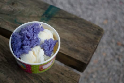 Thai traditional coconut ice cream serve, stock photo