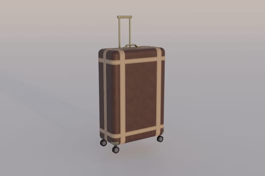 3d rendering - illustration , Retro brown Leather travel bag . Space fortravel stickers