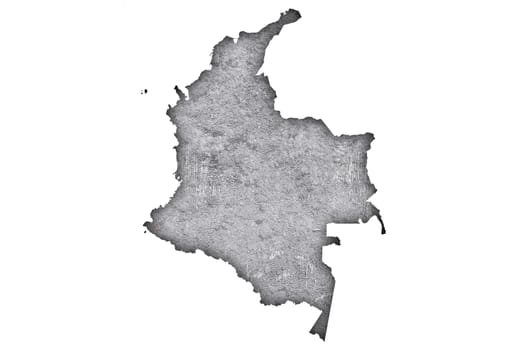 Map of Colombia on weathered concrete