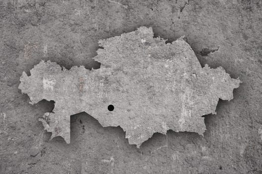 Map of Kazakhstan on weathered concrete